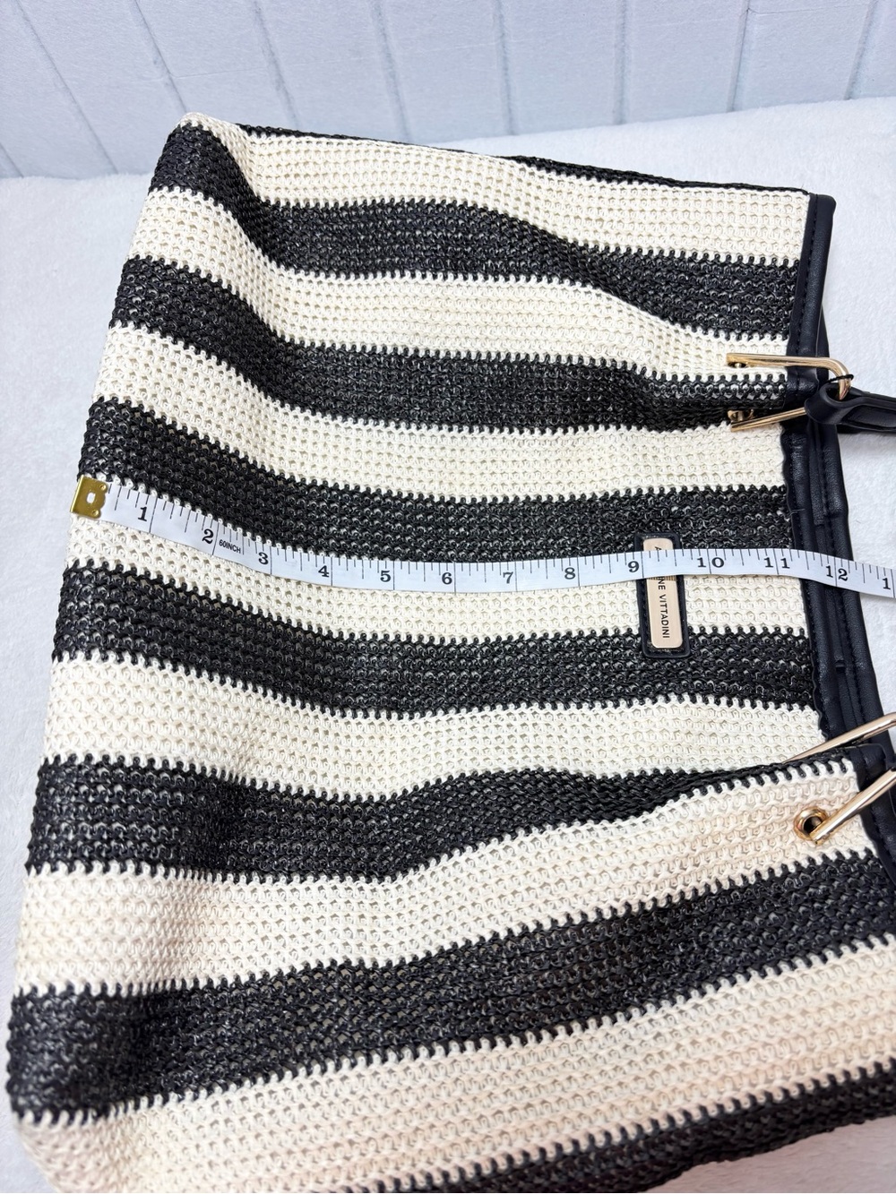 Adrienne Vittadini-The Sag Harbor Collection Straw Tote With Pouch. - Picture 7 of 10